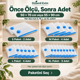 50 × 70 cm veya 55 × 90 cm ölçülerinde S: 2, M: 4, L: 6 ve XL: 8 adet torba paketleri